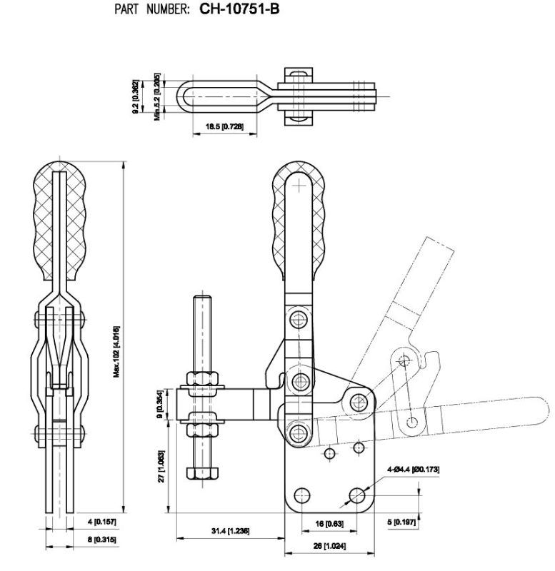 Thông số kỹ thuật kẹp định vị đứng CH-10751-B