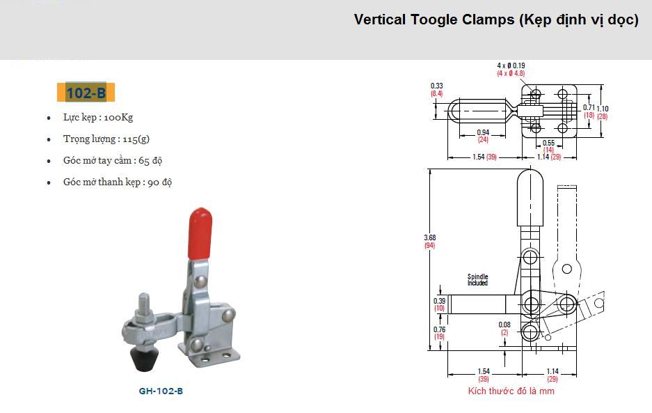 Thông s�?k�?thuật kẹp đứng gh 102 b