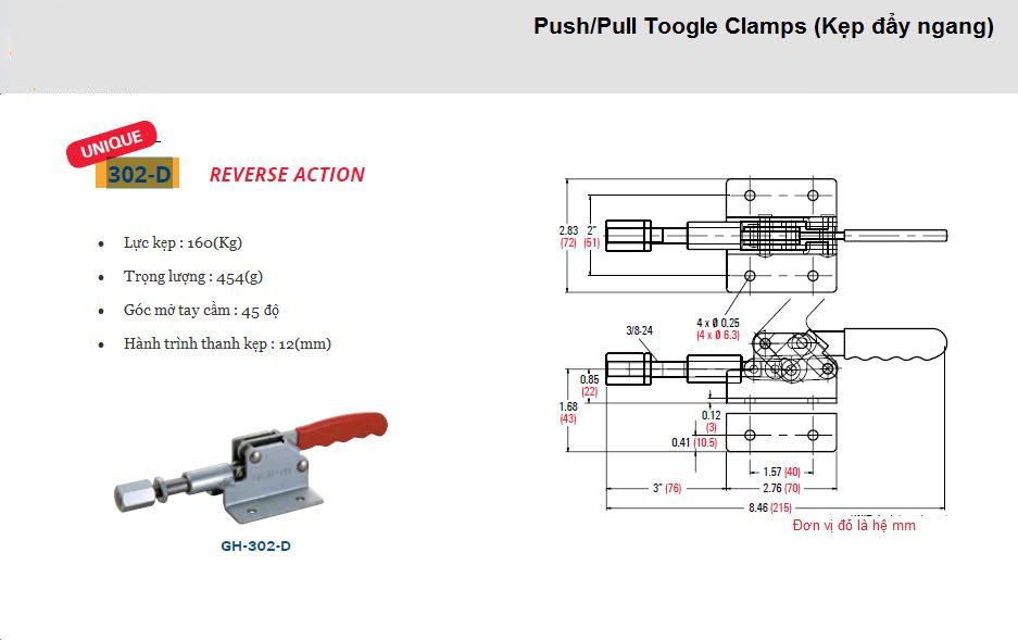 Thông số kỹ thuật kẹp định vị Gh 302-D