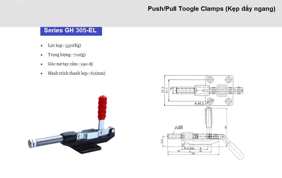 Thông số kỹ thuật cam kẹp gh 305 EL