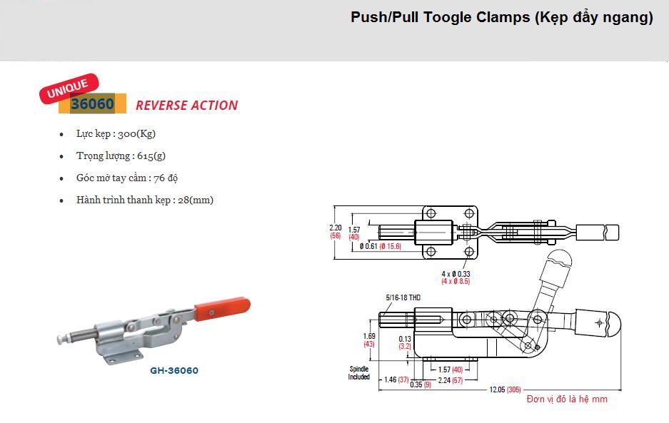 Thông số kỹ thuật kẹp đẩy GH 36060