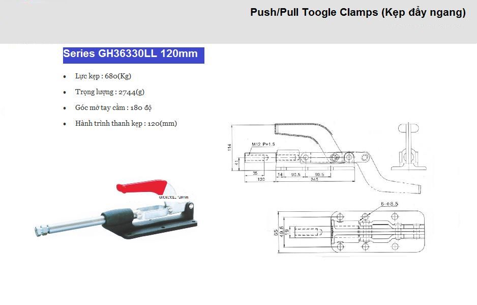 Thông số kỹ thuật kẹp đẩy ngang GH 36330-LL