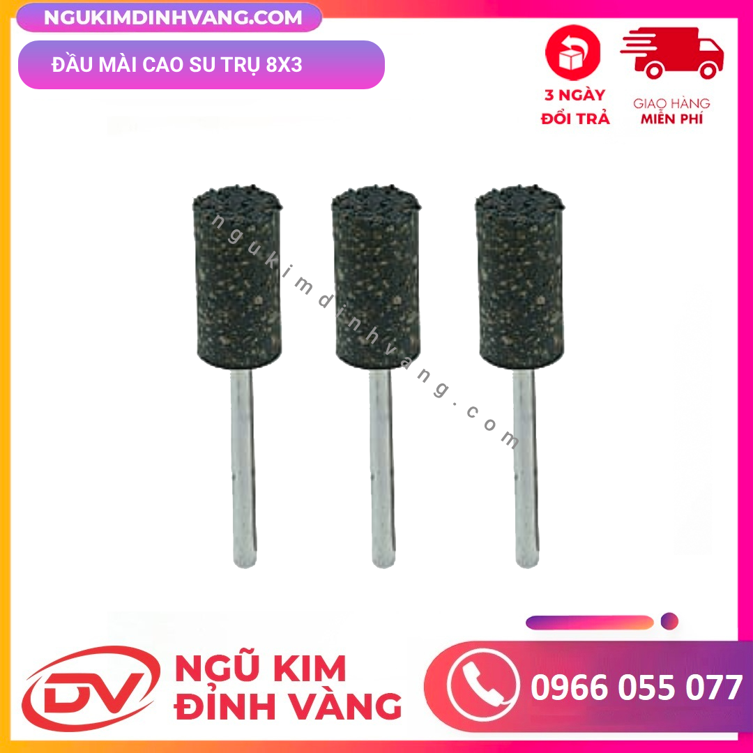 Đầu mài cao su trụ 8x3