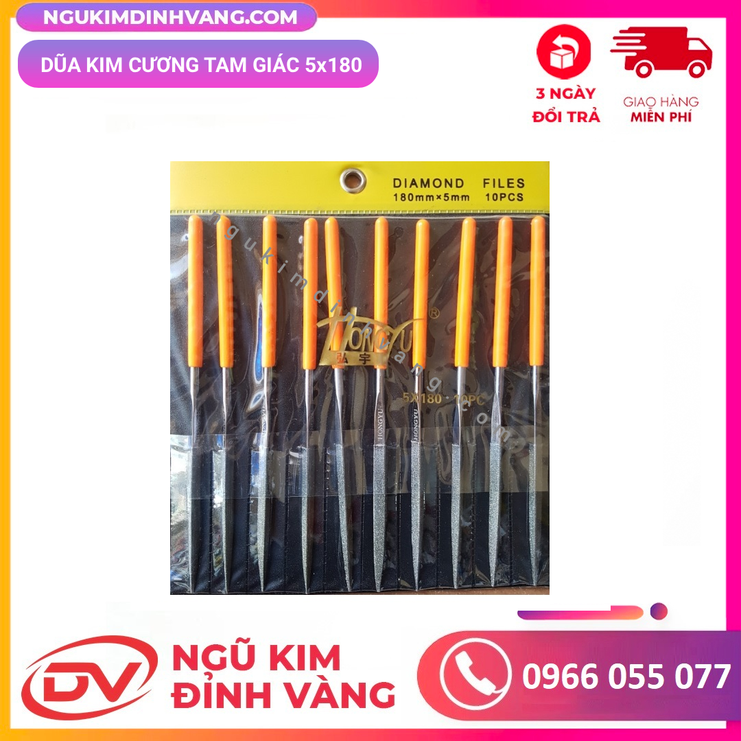 Dũa kim cương tam giác 5x180 (10 cái/bộ)