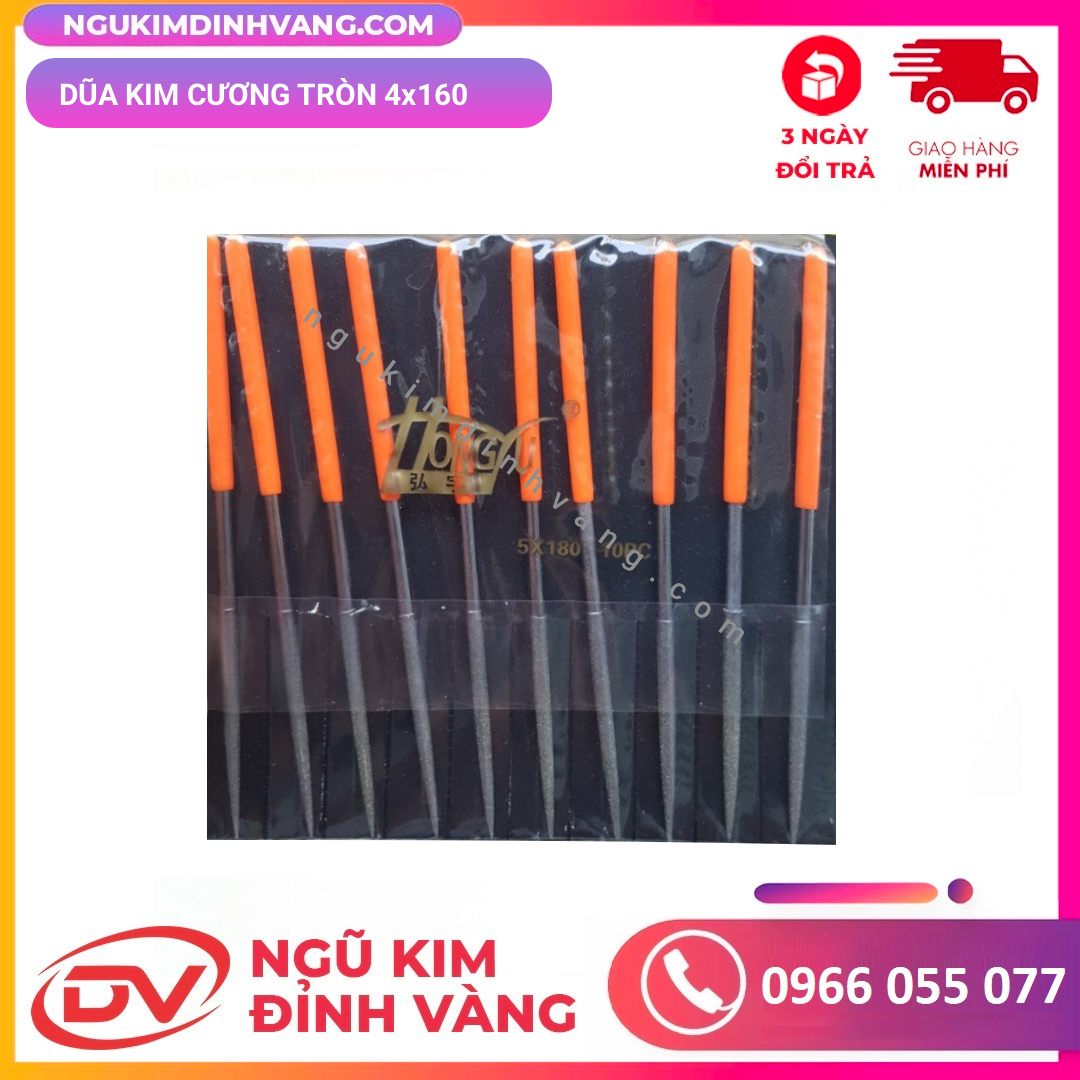 Dũa kim cương tròn 4x160 (10 cái/bộ)