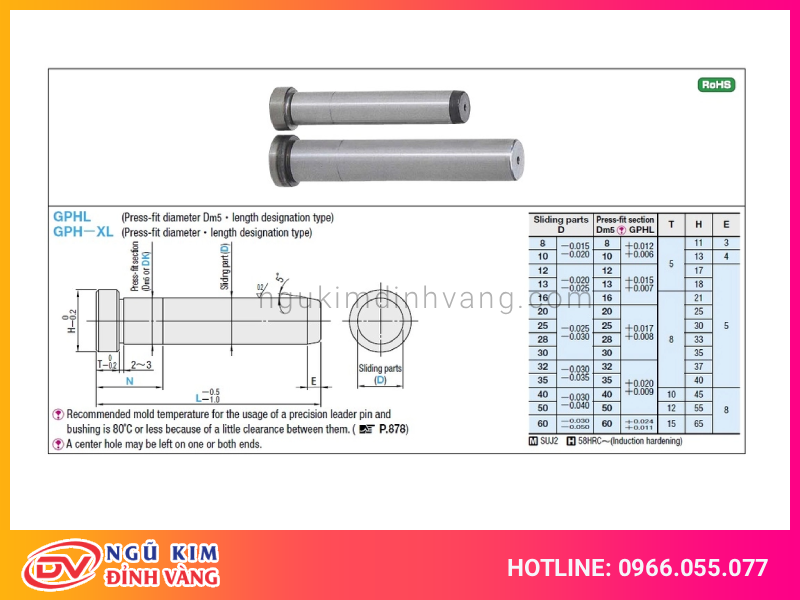 Thông số chốt khuôn dập